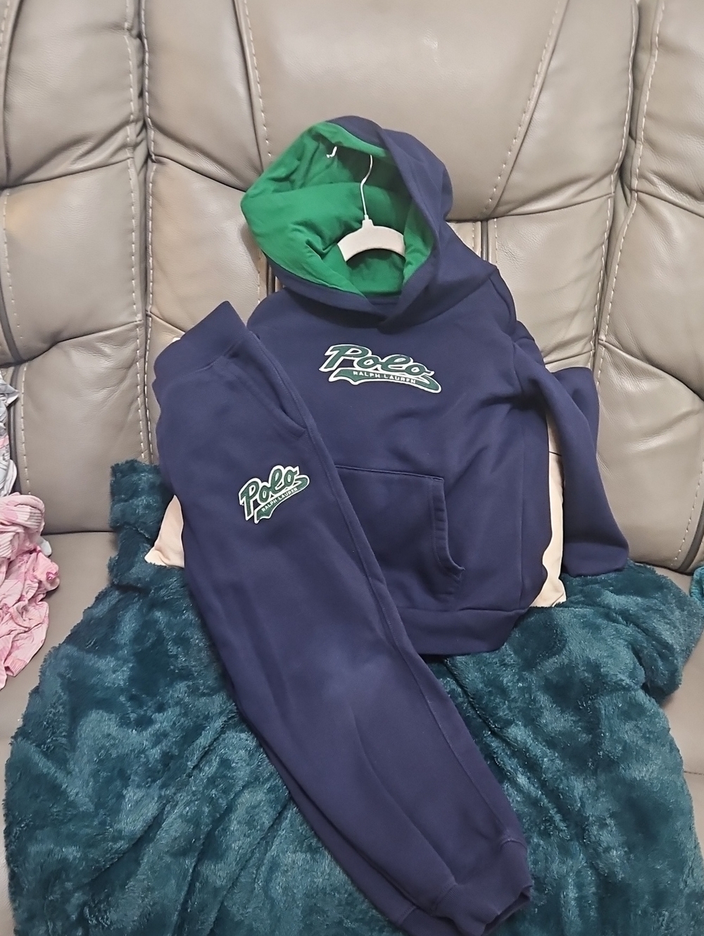 Polo by Ralph Lauren Navy Hoodie with Green Lined Hood